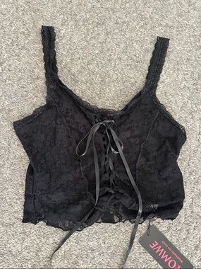 NWT Romwe Black Lace Cropped Bustier Style Tank Top